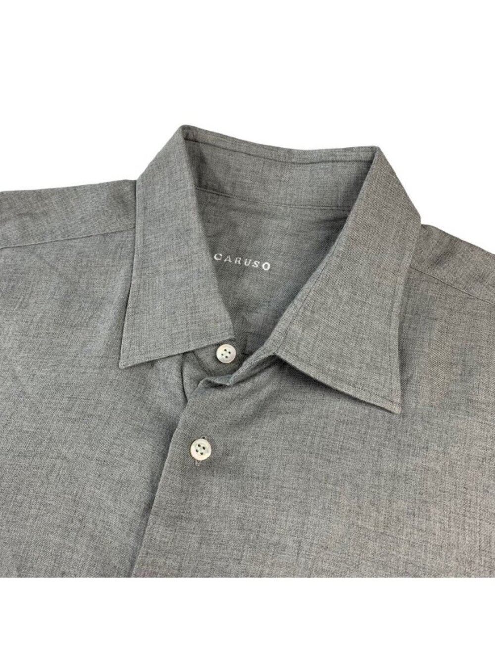 Caruso Men’s Long Sleeve Cotton/Wool Button Dress Shirt Gray • Size 16.5 | 42